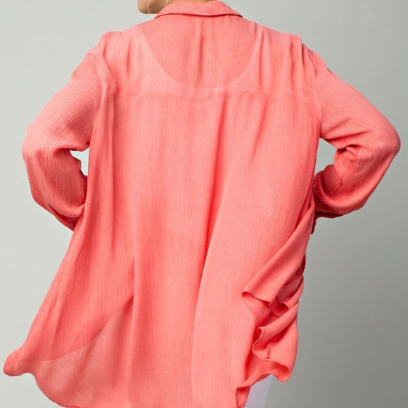 Coral Button High Low Top - Picture 2 of 2